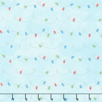 Nose to Nose - Holiday String Lights Blue Yardage