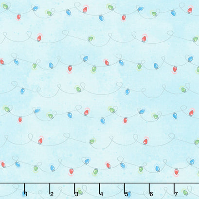 Nose to Nose - Holiday String Lights Blue Yardage