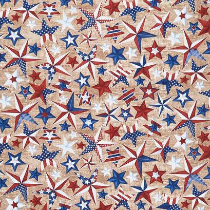 Novelty- Patriotic Stars on Wood USA Yardage