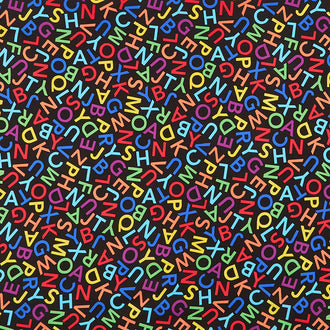 Novelty - Alphabet Dance Black Yardage