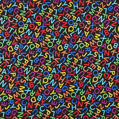Novelty - Alphabet Dance Black Yardage