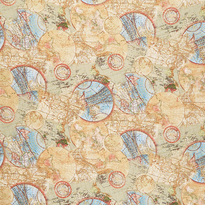 Novelty - Atlas Globe Metallic Yardage