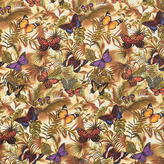 Novelty - Butterflies on Leaves Neutral Yardage