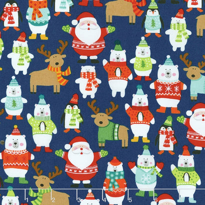 Novelty Christmas - Novelty Scatter Blue Yardage