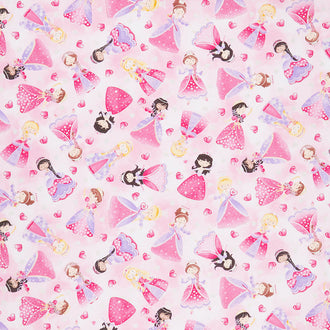 Novelty - Glitter Pink Princesses Pink Yardage