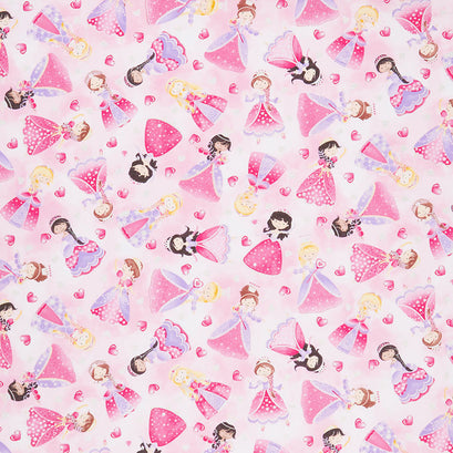 Novelty - Glitter Pink Princesses Pink Yardage