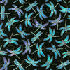 Novelty - Iridescent Dragonflies Black Metallic Yardage