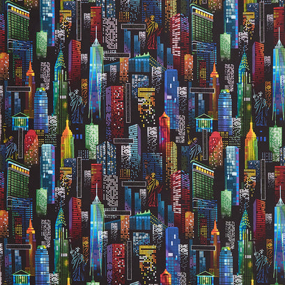 Novelty - New York City Lights Black Yardage