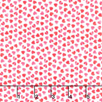 Novelty - Ombre Rainbow Hearts Pink Yardage