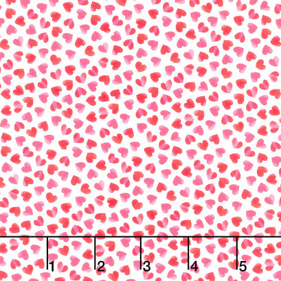 Novelty - Ombre Rainbow Hearts Pink Yardage