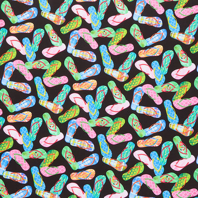Novelty - Patterned Flip Flops Black Yardage