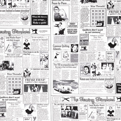 Novelty - Quilting News White Yardage