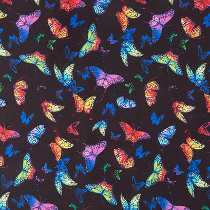 Novelty - Whirlwind Butterflies Black Yardage