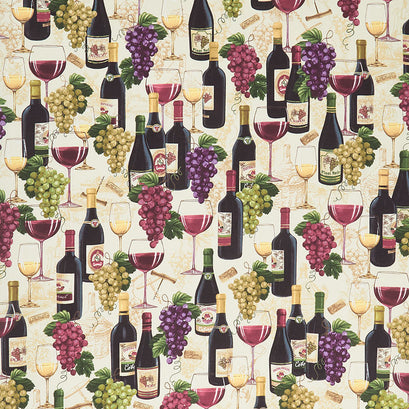 Novelty - Wine Bottles and Grapes Sand Yardage