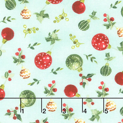 O Christmas Tree - Ornaments Aqua Yardage