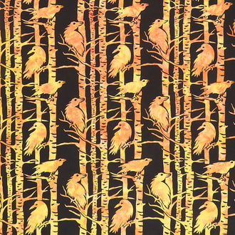 October Twist Batiks - Raven on Trees Sunset Yardage