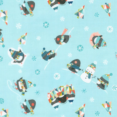 Oh What Fun! - Penguins Light Blue Yardage