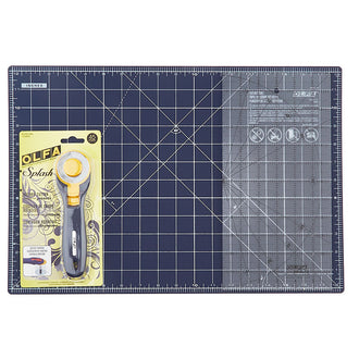 Olfa Splash Navy Rotary Cutter, Mat & Ruler