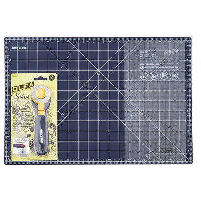 Olfa Splash Navy Rotary Cutter, Mat & Ruler
