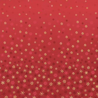 Ombre Snowflake - Ombre Snowflake Red Metallic Yardage