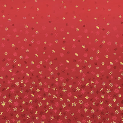 Ombre Snowflake - Ombre Snowflake Red Metallic Yardage