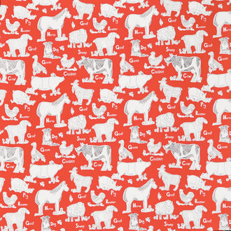 On the Farm - Animal Farm Red Yardage