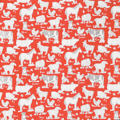 On the Farm - Animal Farm Red Yardage