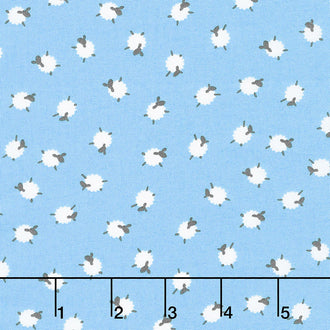 On the Farm - Bah Bah Baby Sheep Blue Yardage