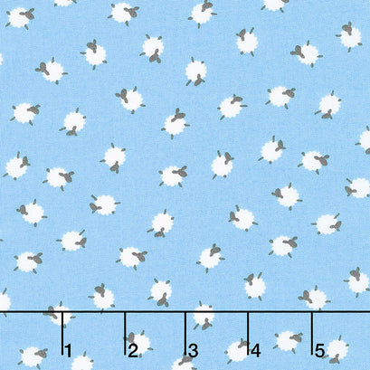 On the Farm - Bah Bah Baby Sheep Blue Yardage