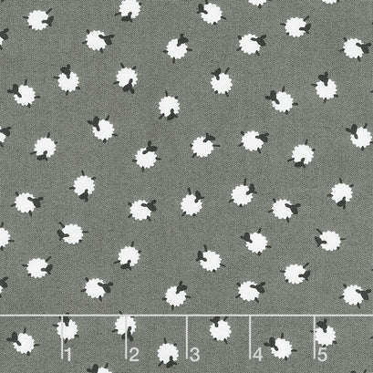 On the Farm - Bah Bah Baby Sheep Grey Yardage