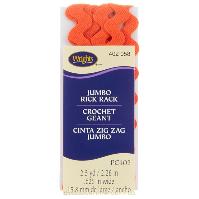 Orange Jumbo Rick Rack (2 1/2 yard package)