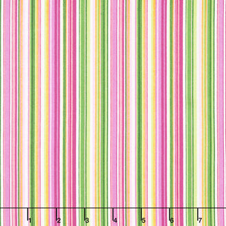 Orchids in Bloom - Barcode Stripe White Multi Yardage