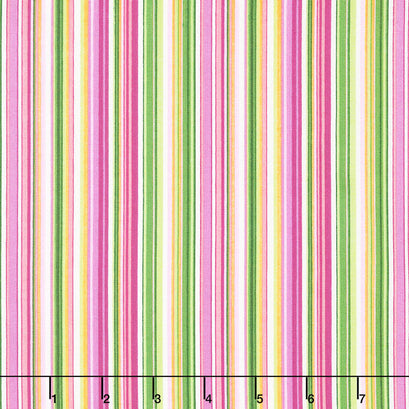 Orchids in Bloom - Barcode Stripe White Multi Yardage