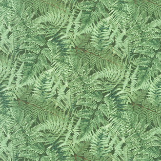 Orchids in Bloom - Ferns Green Digitally Printed Yardage