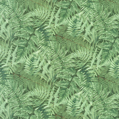 Orchids in Bloom - Ferns Green Digitally Printed Yardage