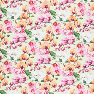 Orchids in Bloom - Orchids Green Multi Digitally Printed Yardage