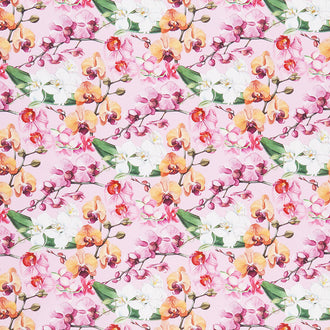 Orchids in Bloom - Orchids Pink Multi Digitally Printed Yardage