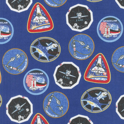 Out of this World with NASA - Nasa Patches Blue Yardage