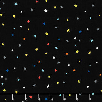 Outer Space - Multi Star Black Yardage