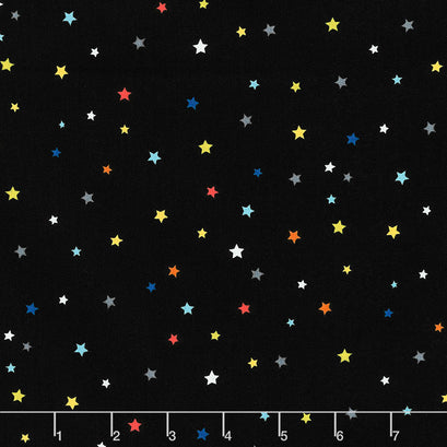 Outer Space - Multi Star Black Yardage