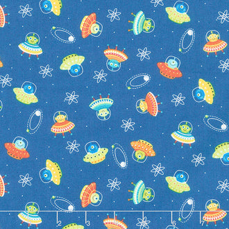 Outer Space - Scatter Blue Yardage