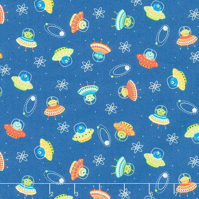 Outer Space - Scatter Blue Yardage
