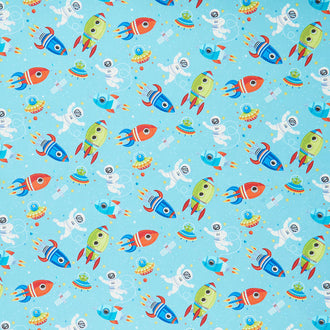 Outer Space - Scene Blue Yardage