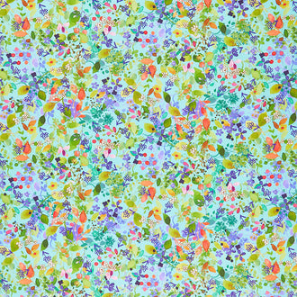 Painted Patchwork - Foliage Light Aqua Digitally Printed Yardage