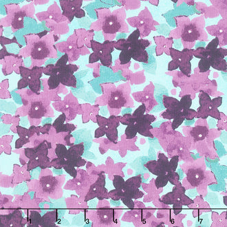 Painted Patchwork - Violets Light Aqua Yardage