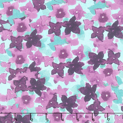 Painted Patchwork - Violets Light Aqua Yardage