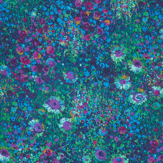 Painterly Petals - Flowers Navy Yardage
