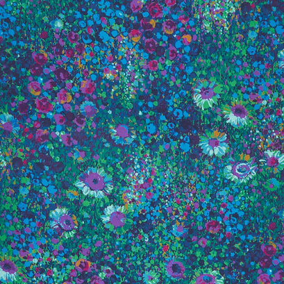 Painterly Petals - Flowers Navy Yardage