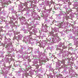 Painterly Petals - Flowers Purple Digitally Printed Yardage