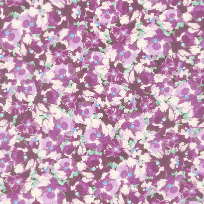 Painterly Petals - Flowers Purple Digitally Printed Yardage